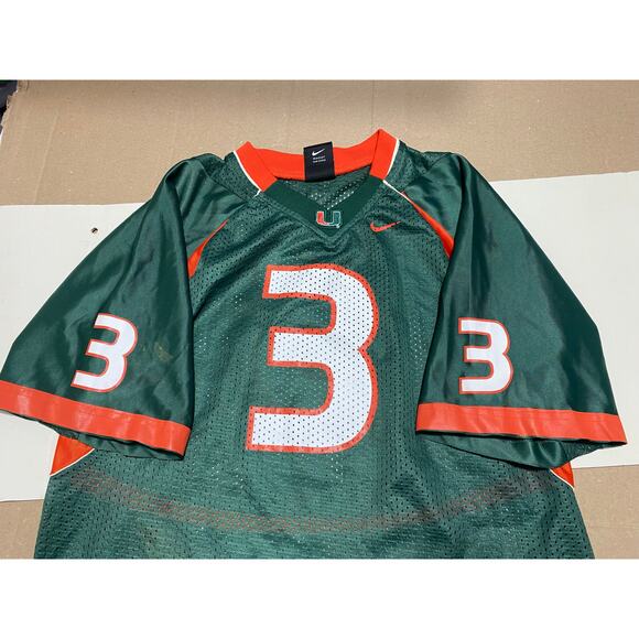 University of Miami Hurricanes #3 Jersey Nike Size Large Green Orange White - Picture 8 of 9